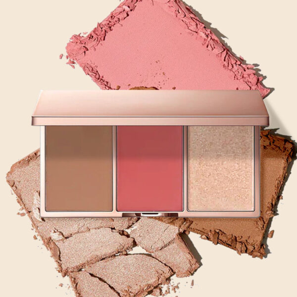 3 in 1 makeup plate,powder blush ,highlighter ,bronzer