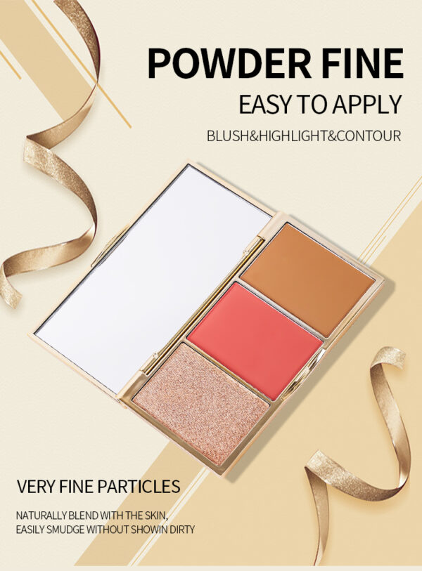 3 in 1 makeup plate,powder blush ,highlighter ,bronzer - Image 3