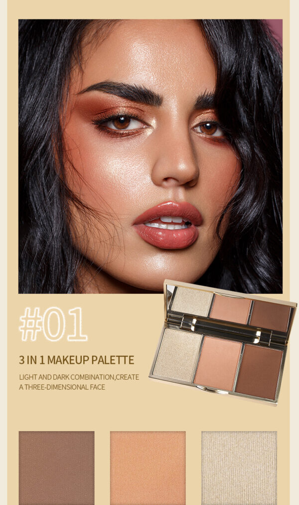 3 in 1 makeup plate,powder blush ,highlighter ,bronzer - Image 5
